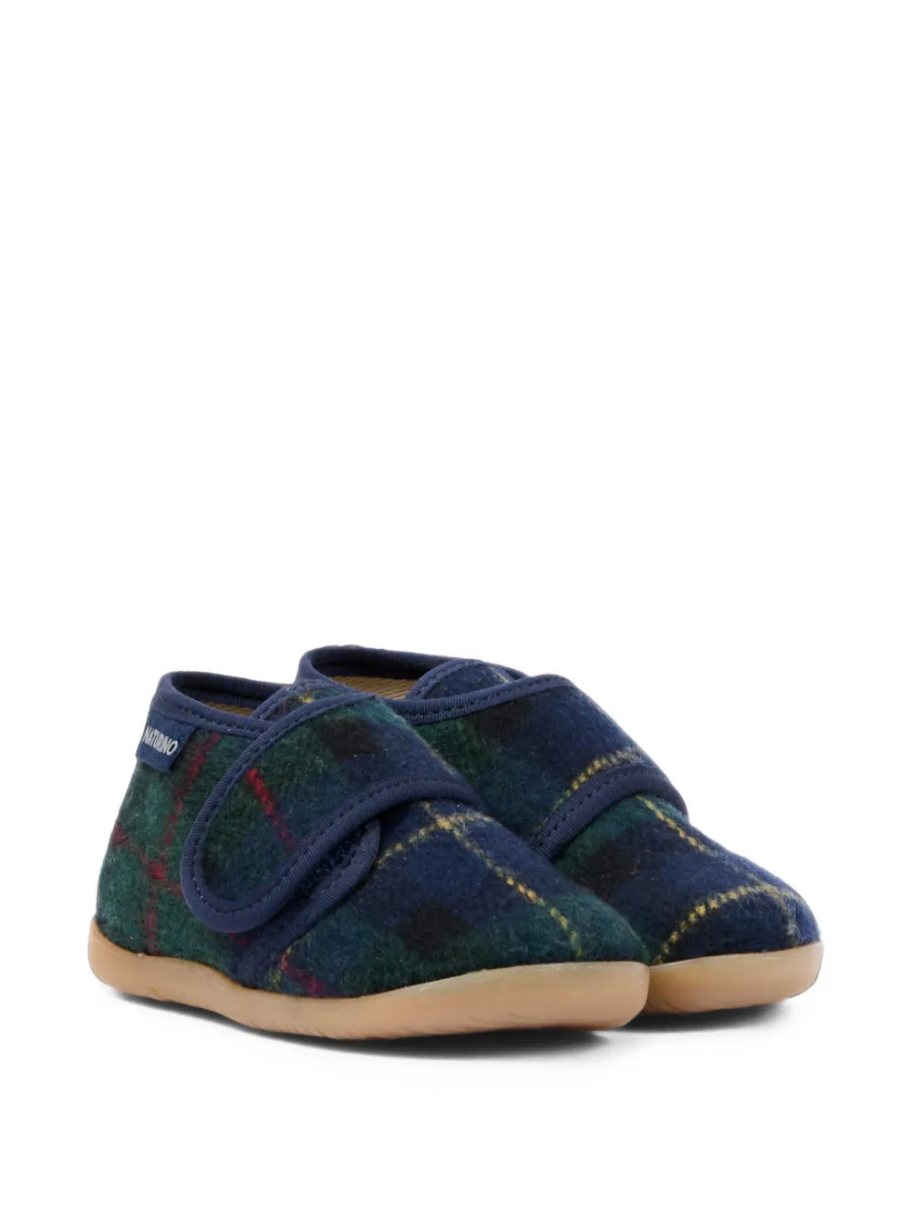 NATURINO Home tartan-pattern touch-strap slippers - Blu