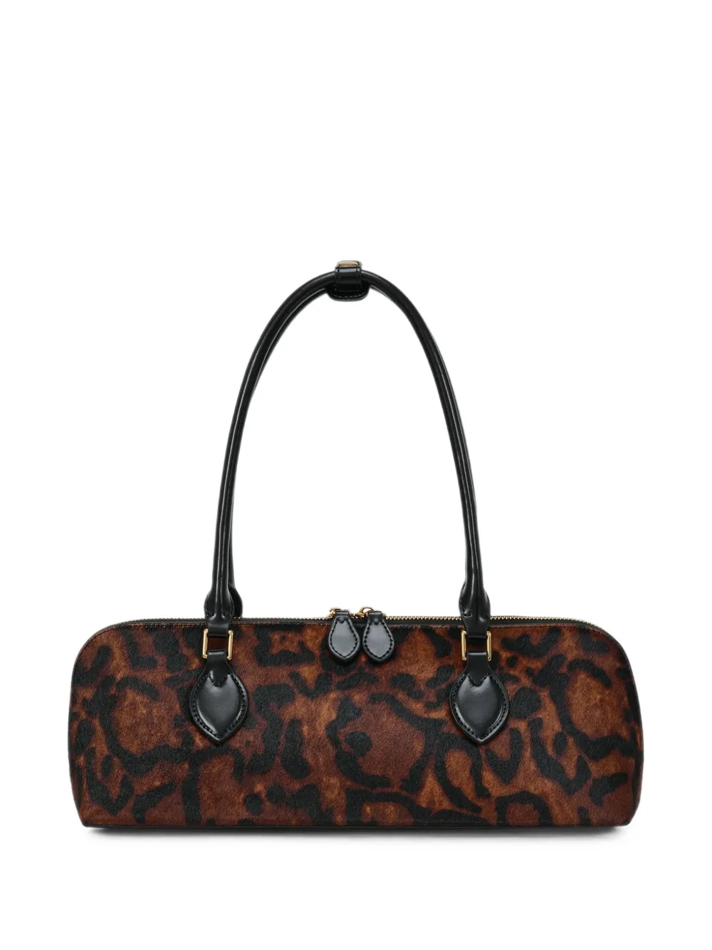 POTAMY leopard-print baguette shoulder bag - Marrone