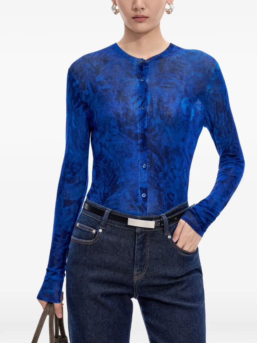 JNBY Wollen vest met abstracte print Blauw