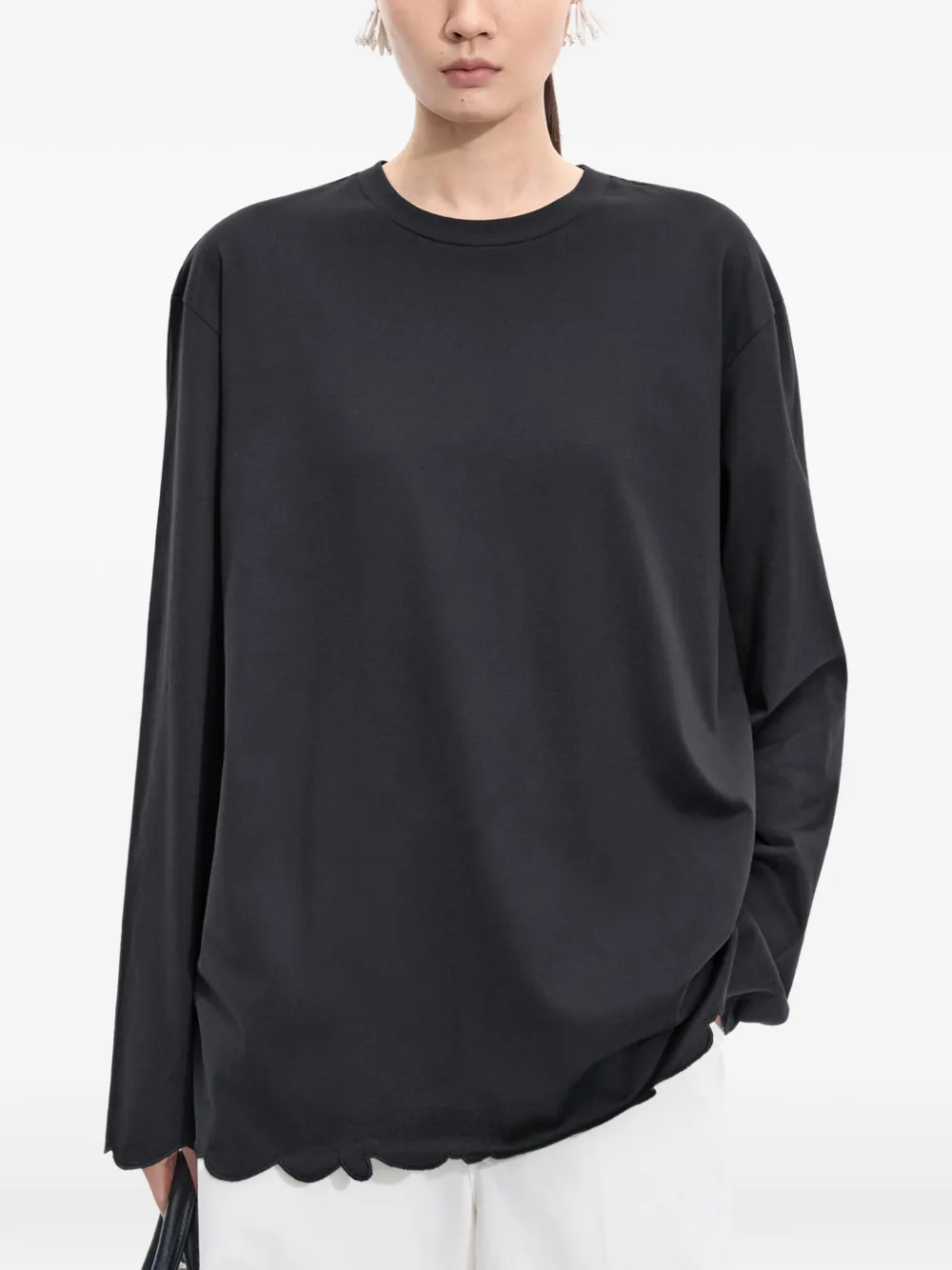 JNBY T-shirt met gewelfde afwerking Zwart