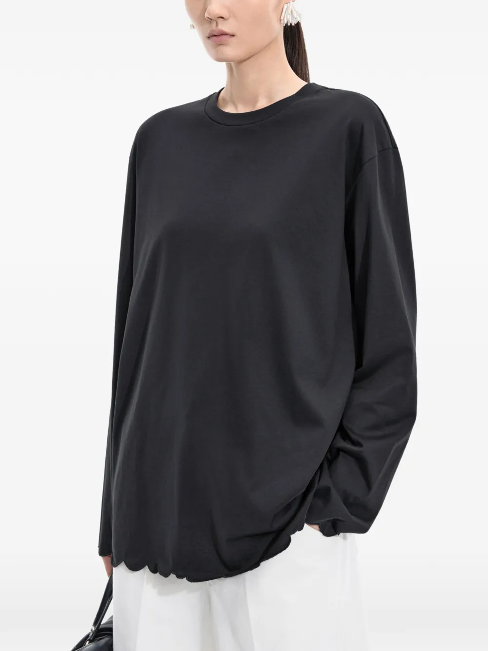 JNBY T-shirt met gewelfde afwerking Zwart