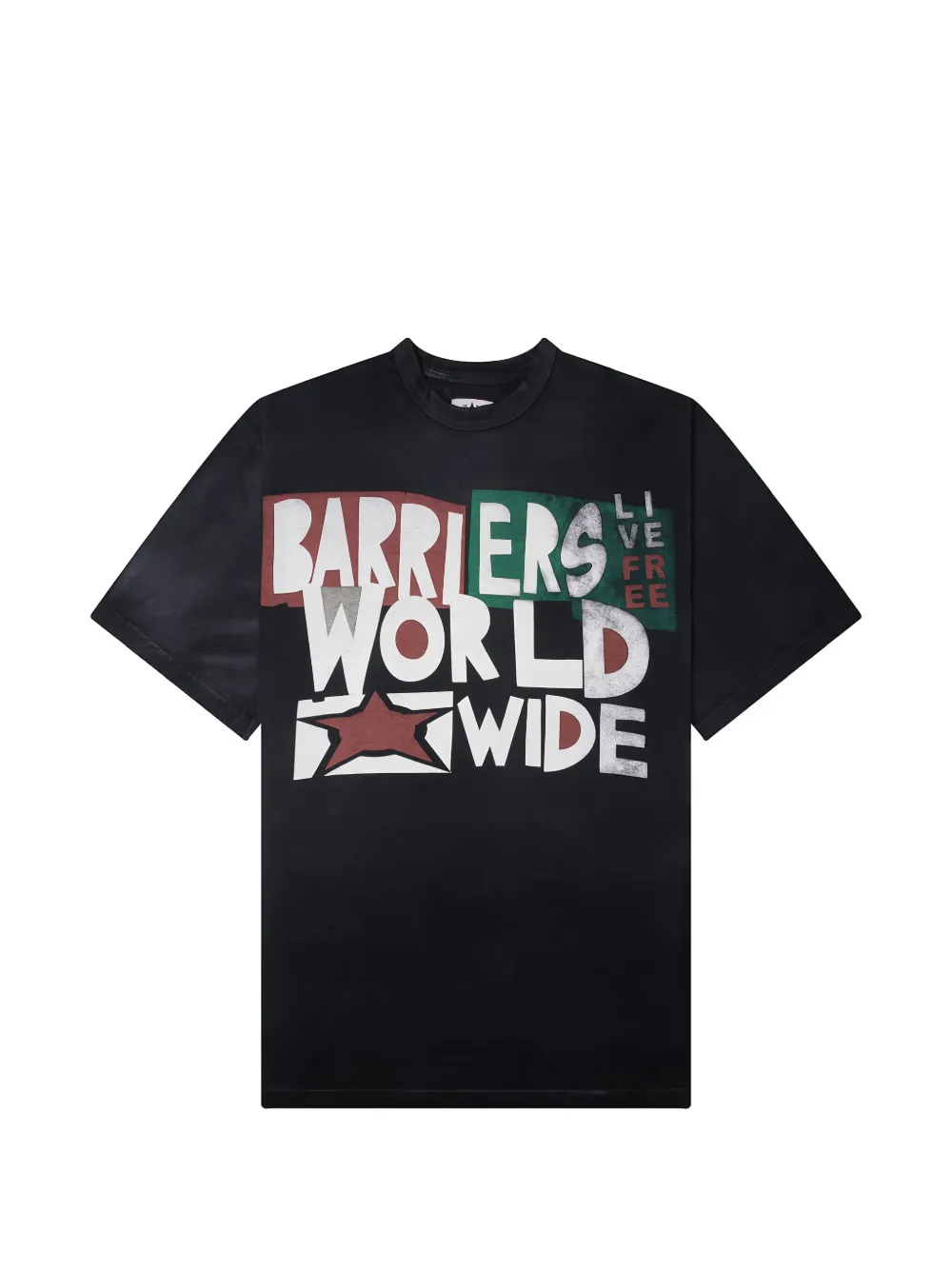 Barriers Graphic-print Ringer T-shirt In Black