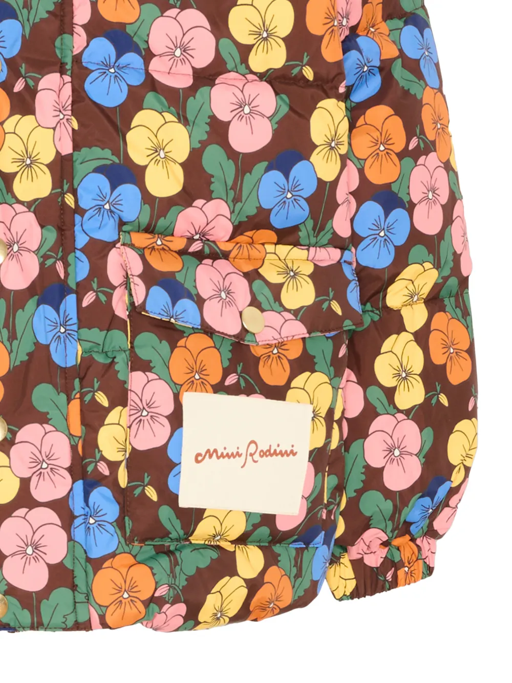 Mini Rodini Violas gewatteerd jack met bloemenprint Bruin