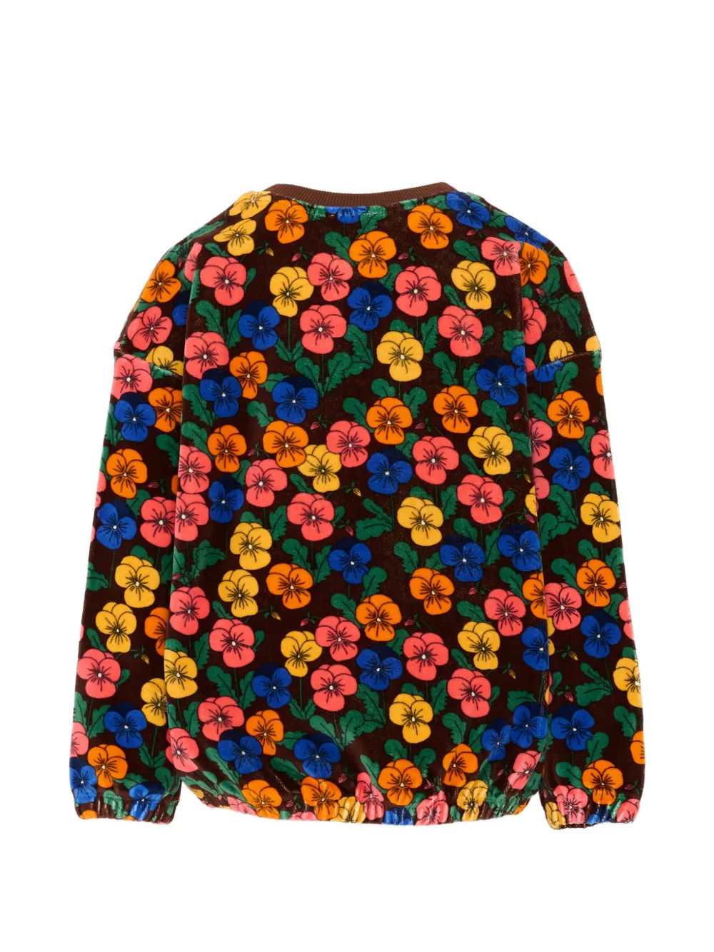 Mini Rodini Violas fluwelen sweater met bloemenprint Bruin