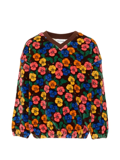 Mini Rodini Violas floral-print velour sweatshirt