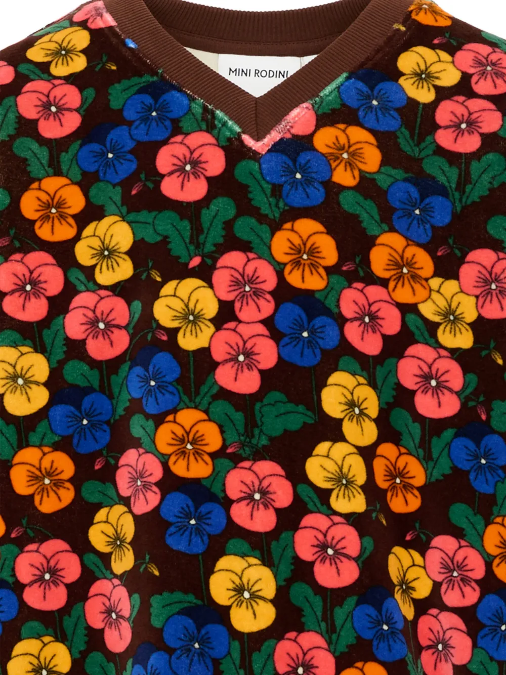 Mini Rodini Violas fluwelen sweater met bloemenprint Bruin