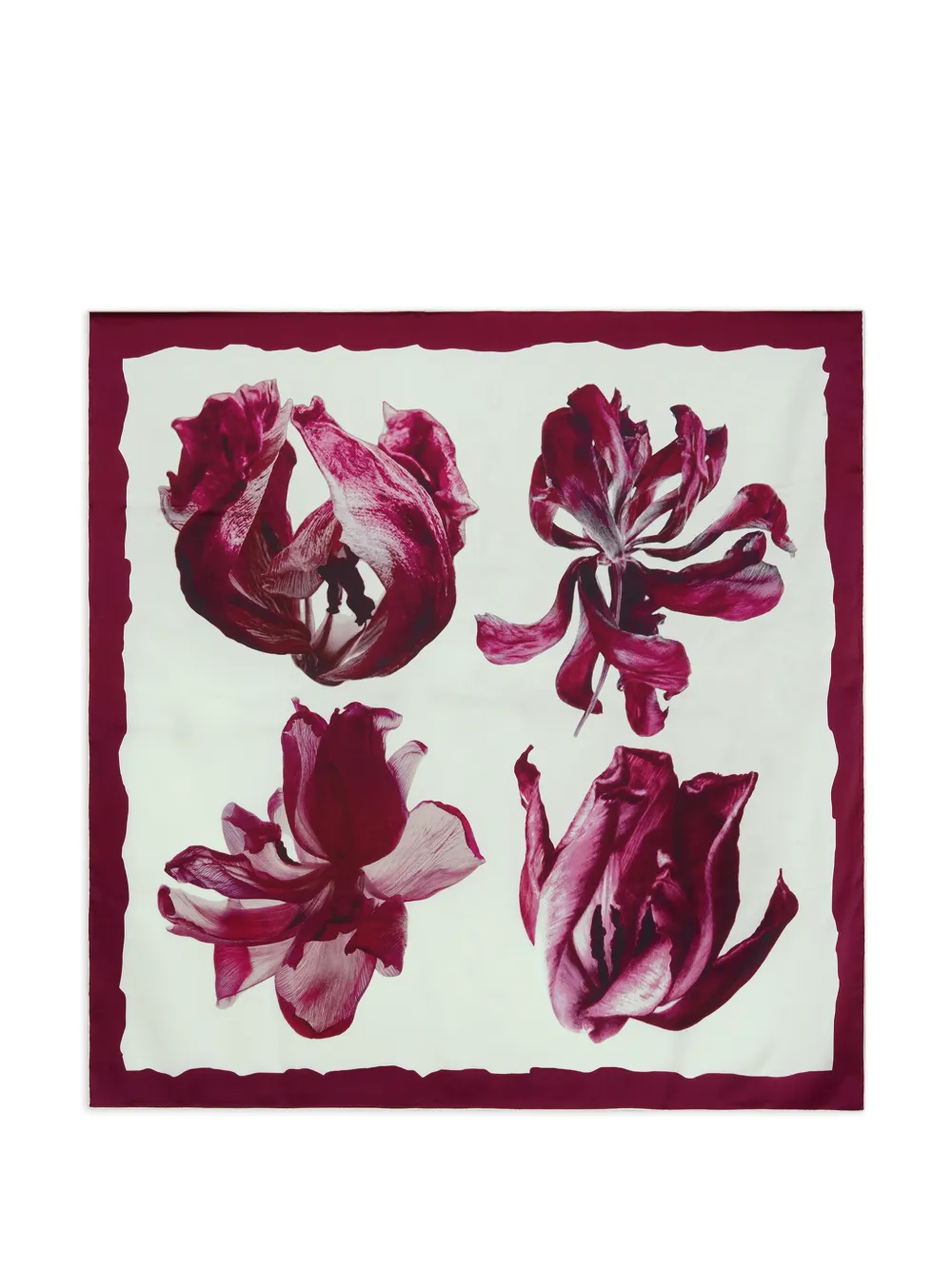 POTAMY floral-print silk scarf - Bianco