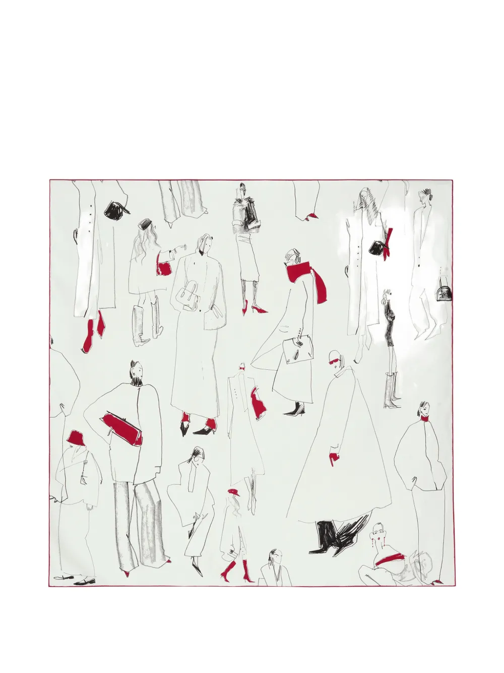 POTAMY graphic-print silk scarf - Toni neutri