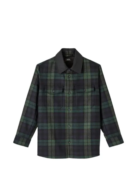 A.P.C. navy blue checked overshirt jacket