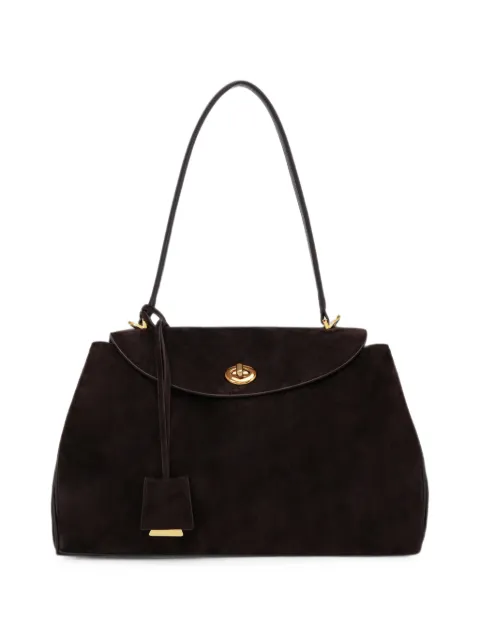 POTAMY twist-lock suede shoulder bag