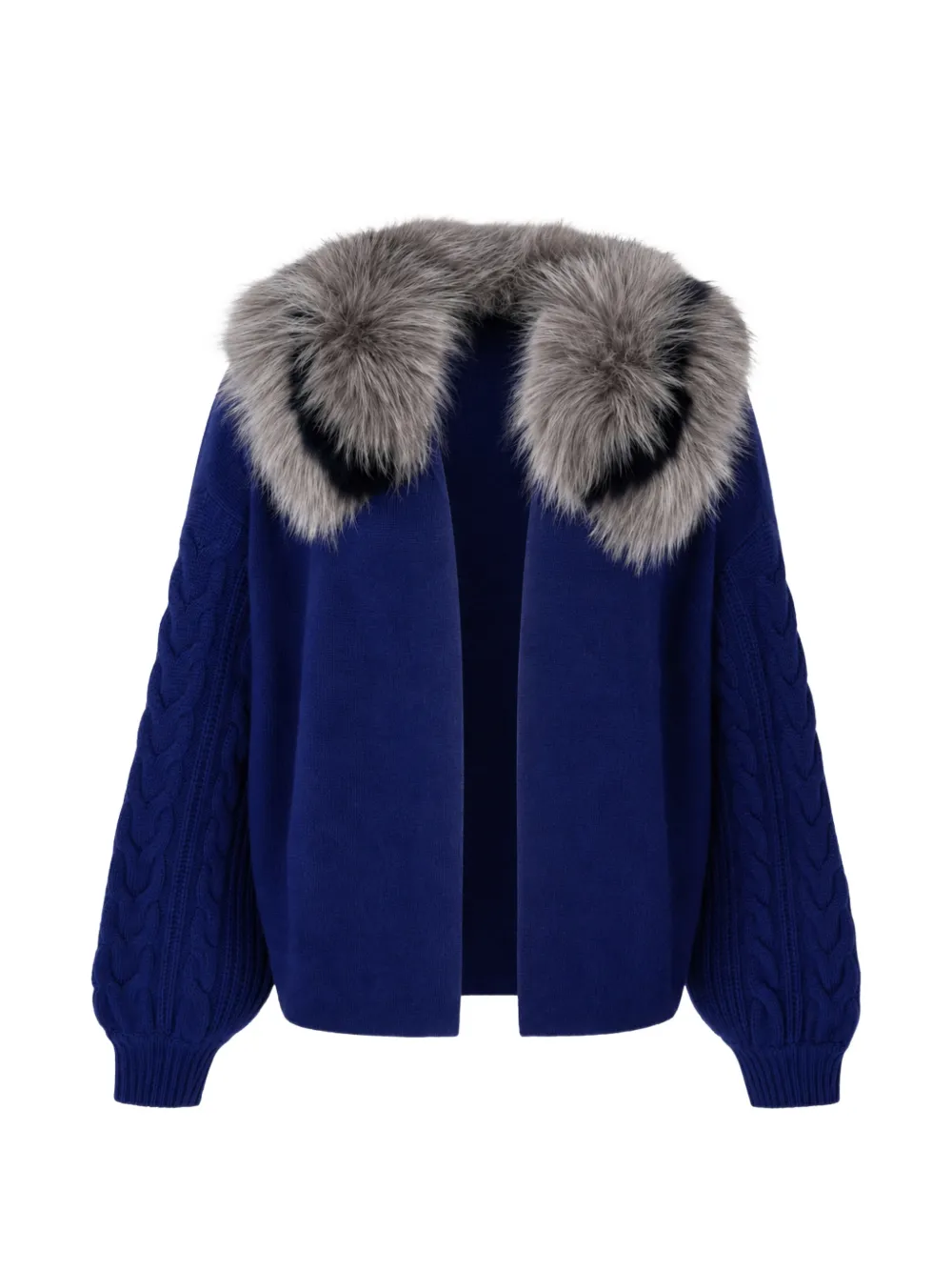 Izaak Azanei cable-knit fur-trim jacket