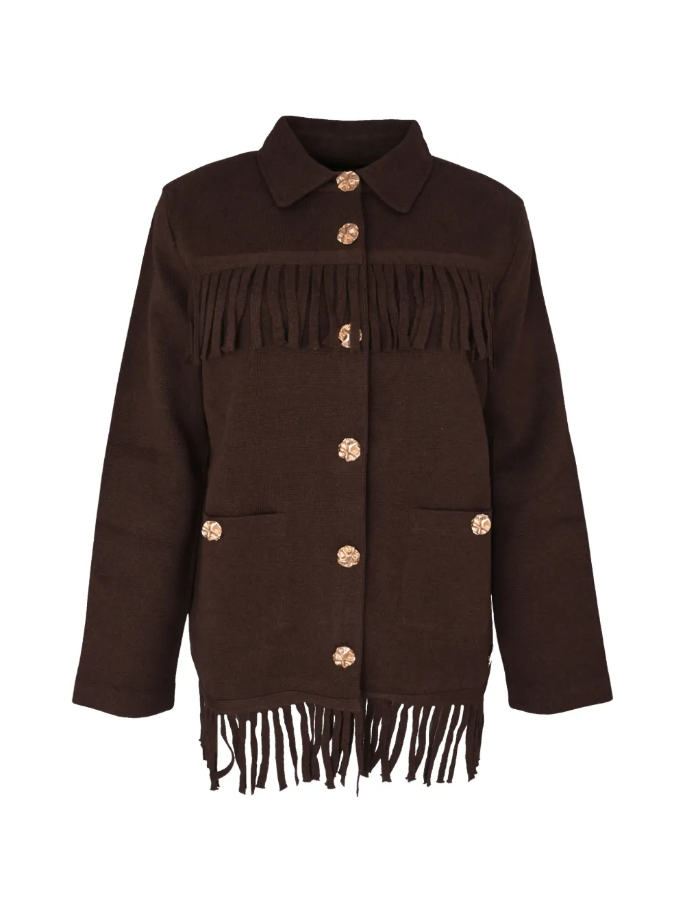 Izaak Azanei fringe-detail button-up jacket