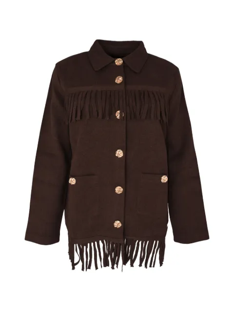 Izaak Azanei fringe-detail button-up jacket