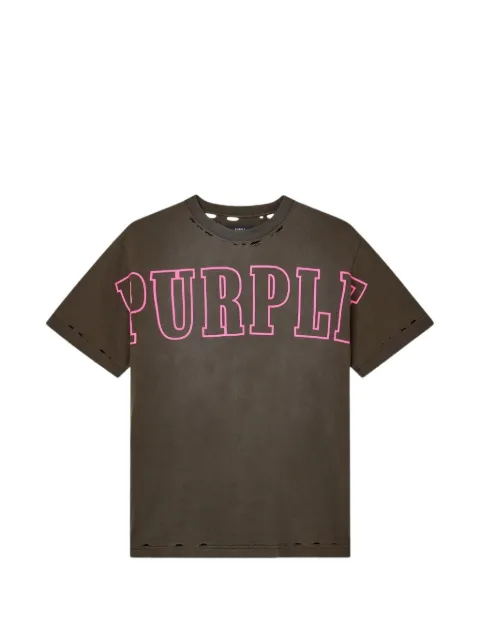 Purple Brand Slab Outline distressed logo-print T-shirt
