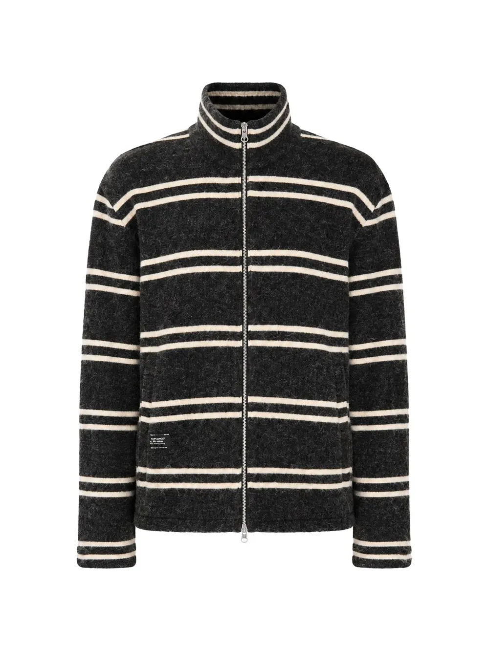 Song For The Mute rugby-stripe funnel-neck cardigan - Grey