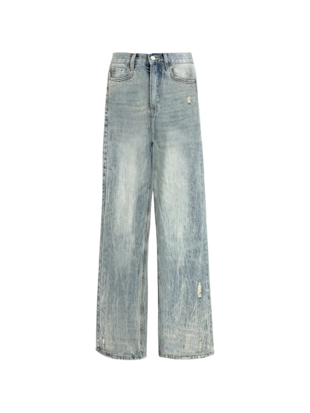 FOUND Lacy distressed wide-leg jeans - Blu