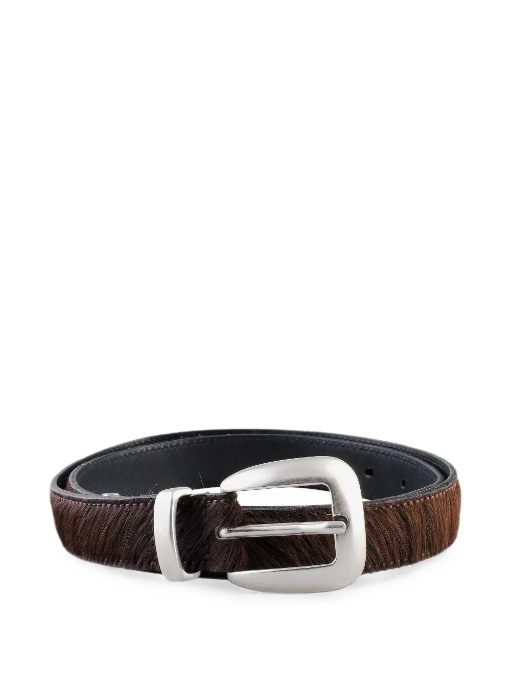 Molebo engraved-buckle hair-on belt