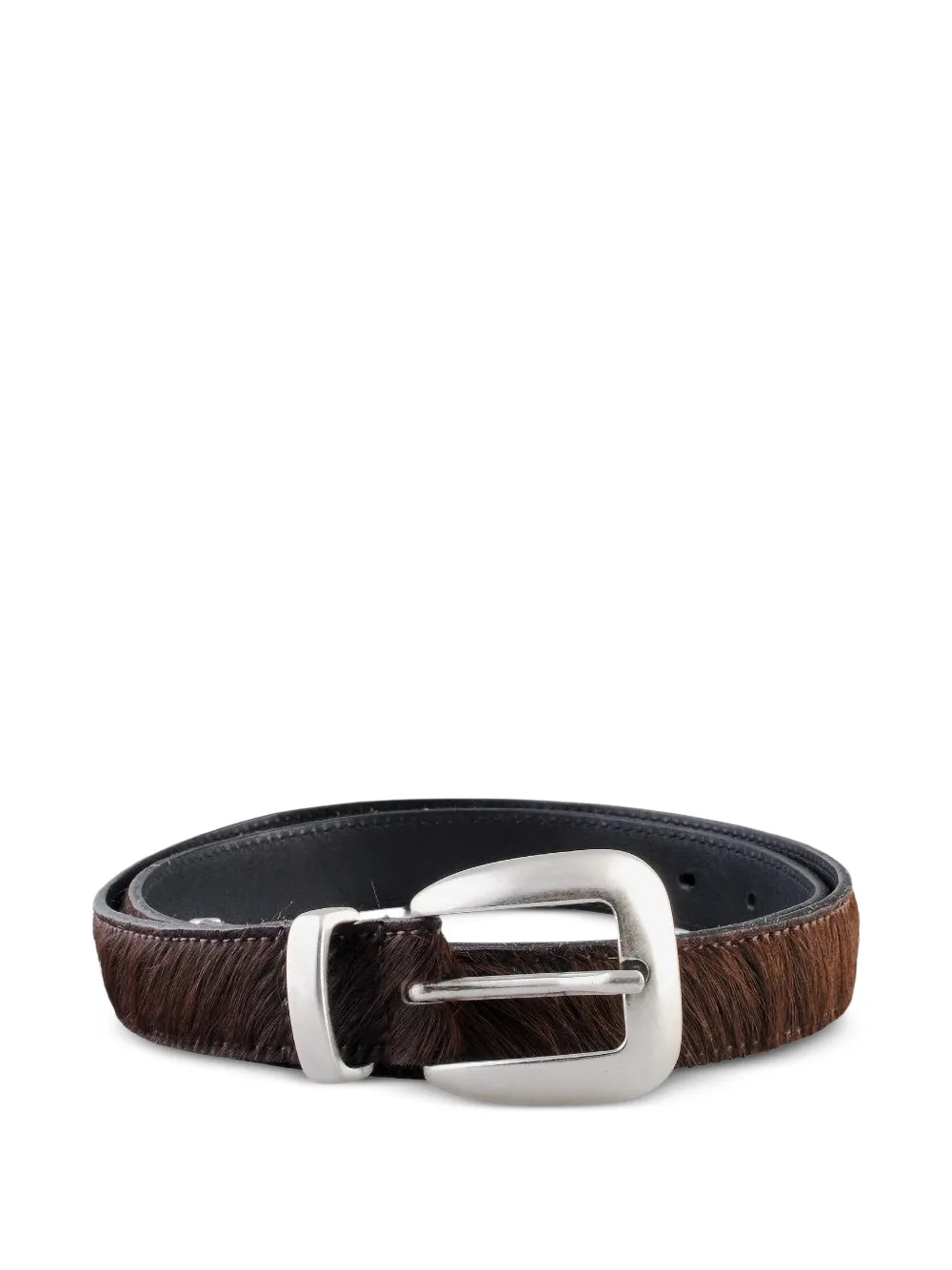 Molebo engraved-buckle hair-on belt