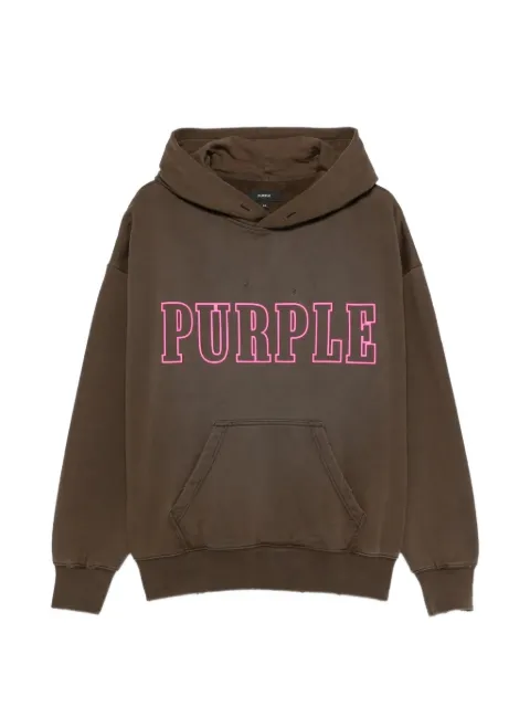 Purple Brand logo-print distressed hoodie
