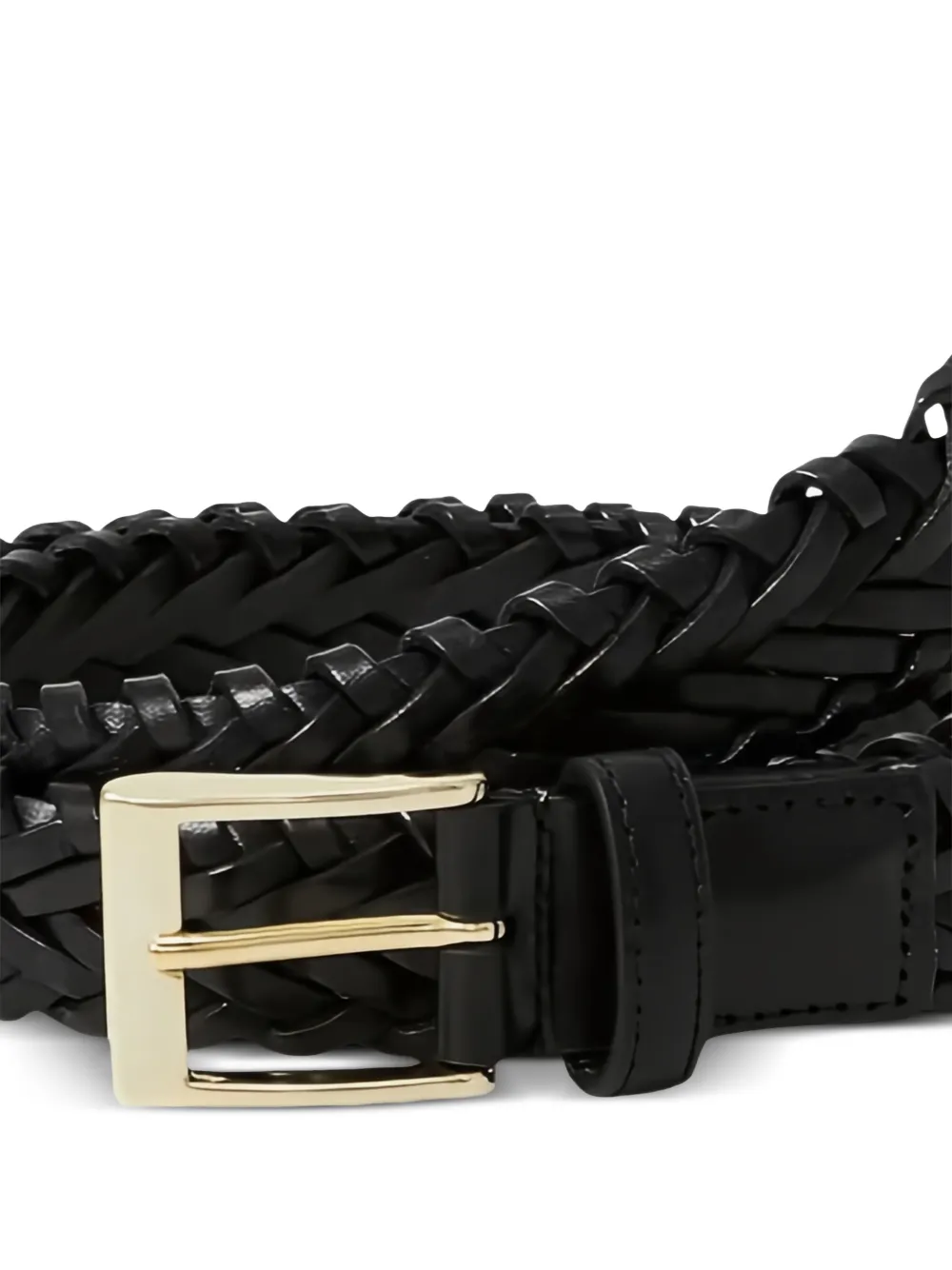 Lardini braided leather belt Zwart