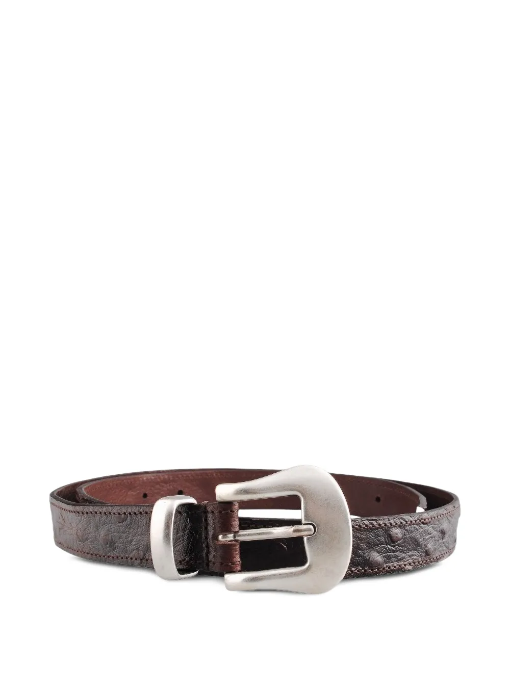 Molebo ostrich-effect leather belt