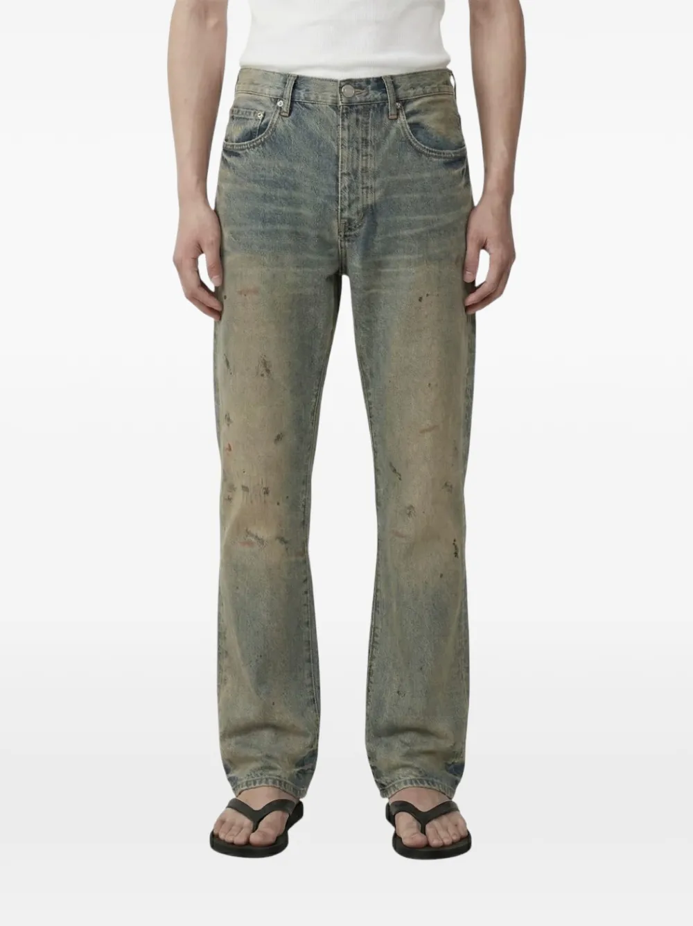 Purple Brand P011 Dirty Oil Repair jeans Blauw