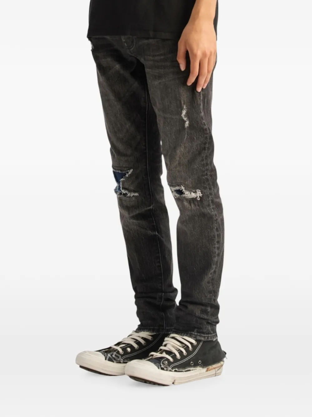 Purple Brand Vintage Heavy Destroy gerafelde bootcut jeans Zwart