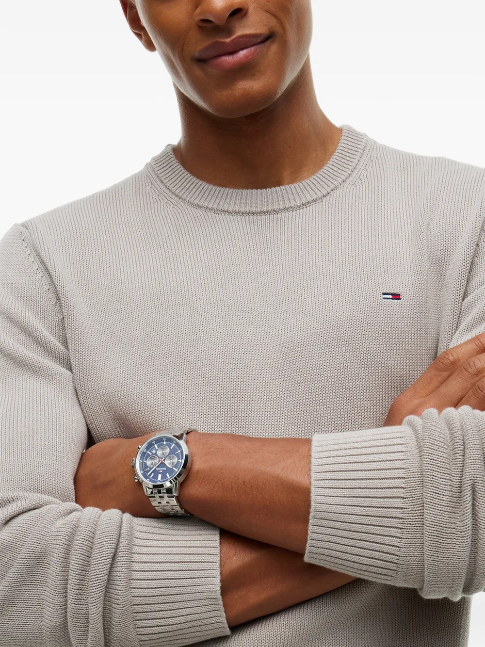 Tommy Hilfiger Ribgebreide trui met Tommy-vlag Beige