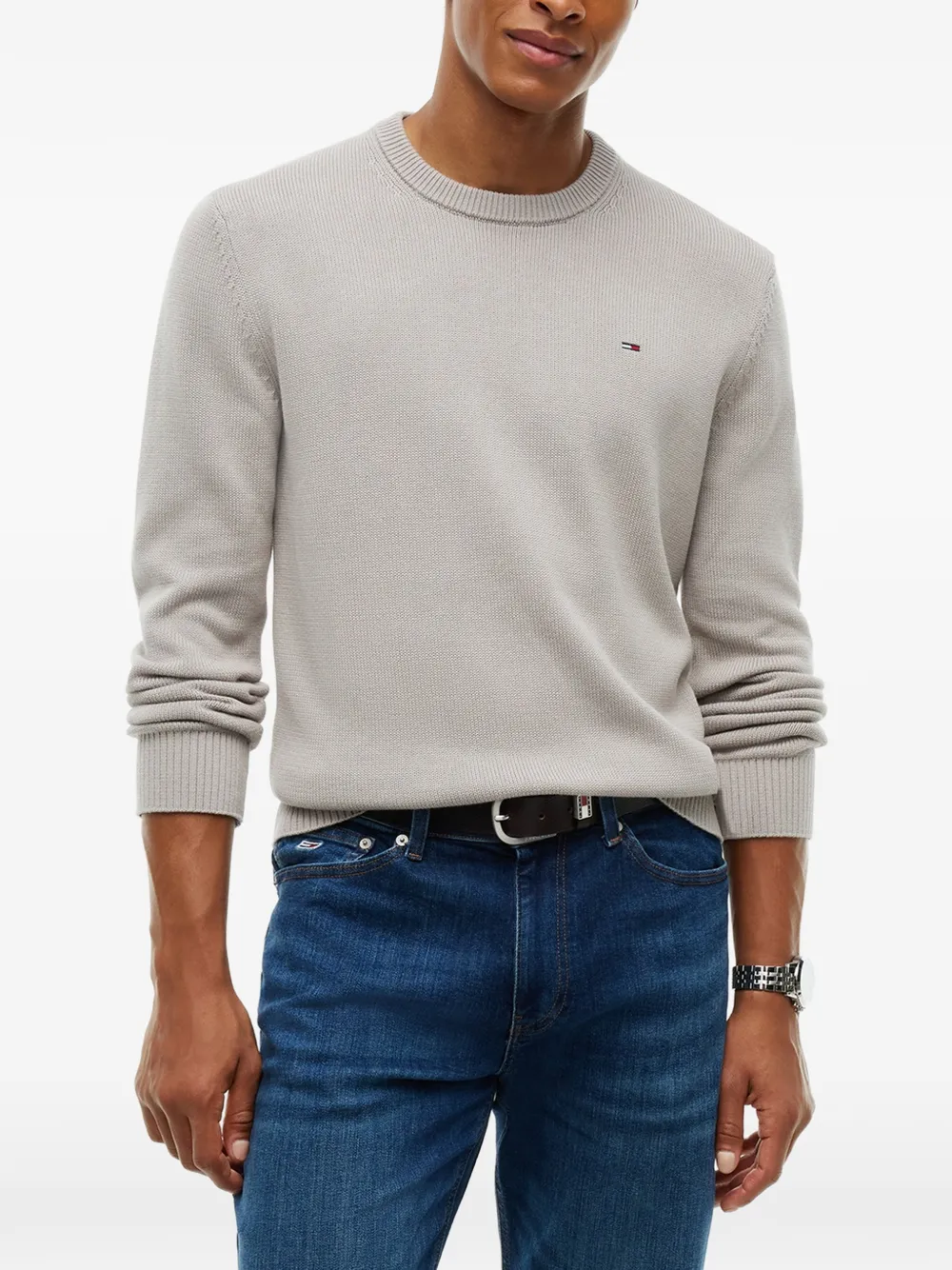 Tommy Hilfiger Ribgebreide trui met Tommy-vlag Beige
