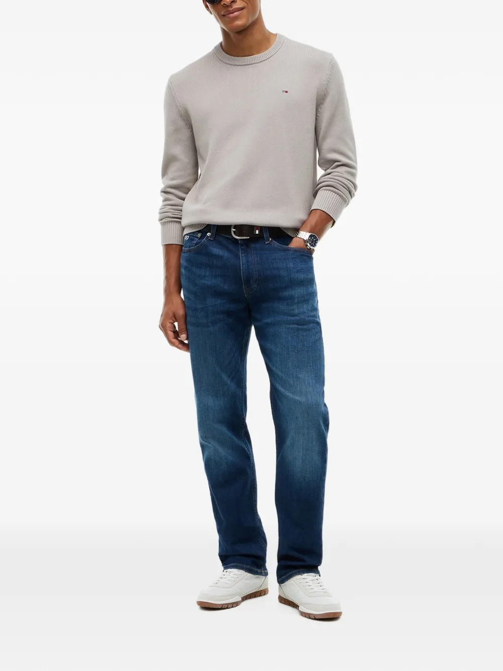 Tommy Hilfiger Ribgebreide trui met Tommy-vlag Beige