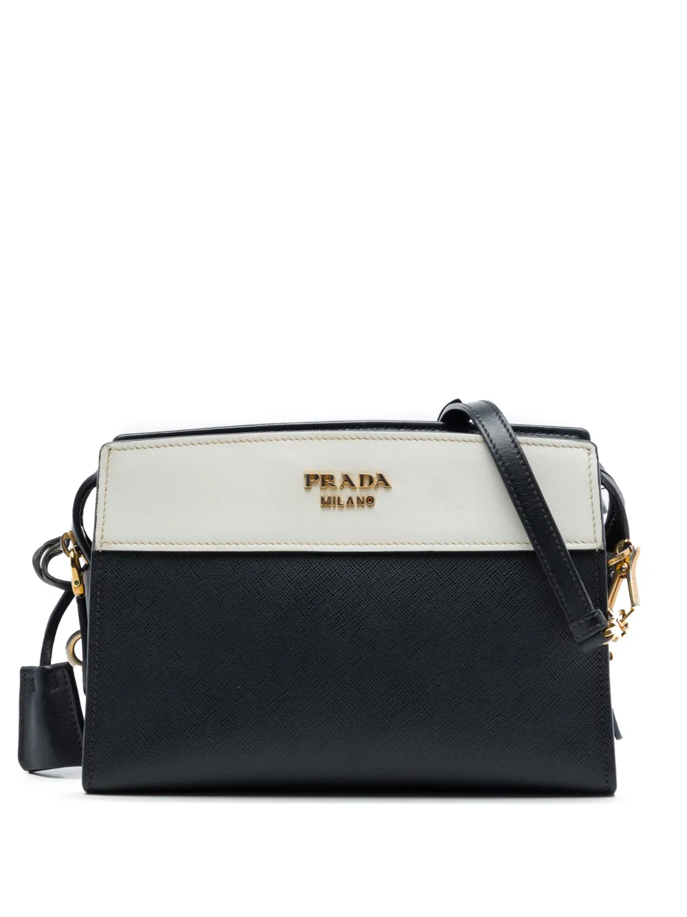 Prada Pre-Owned 2010-2026 Bicolor Saffiano and City Calf Esplanade crossbody bag - Nero