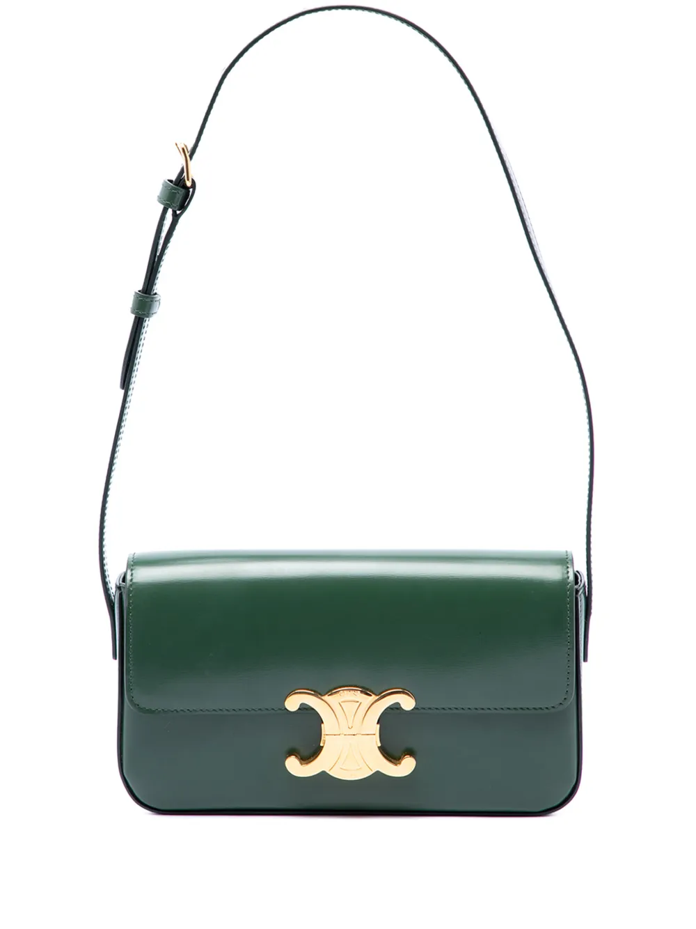 Celine Pre-Owned 2021 Shiny Calfskin Triomphe Claude shoulder bag - Verde
