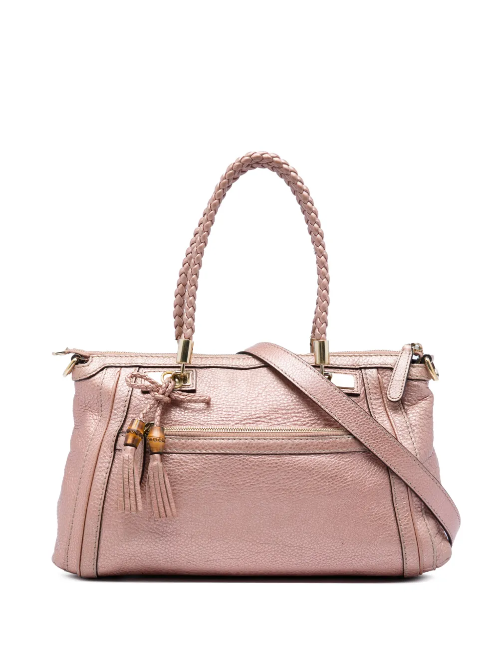Gucci Pre-Owned 2016-2026 Metallic Pebbled Calfskin Bella satchel - Rosa
