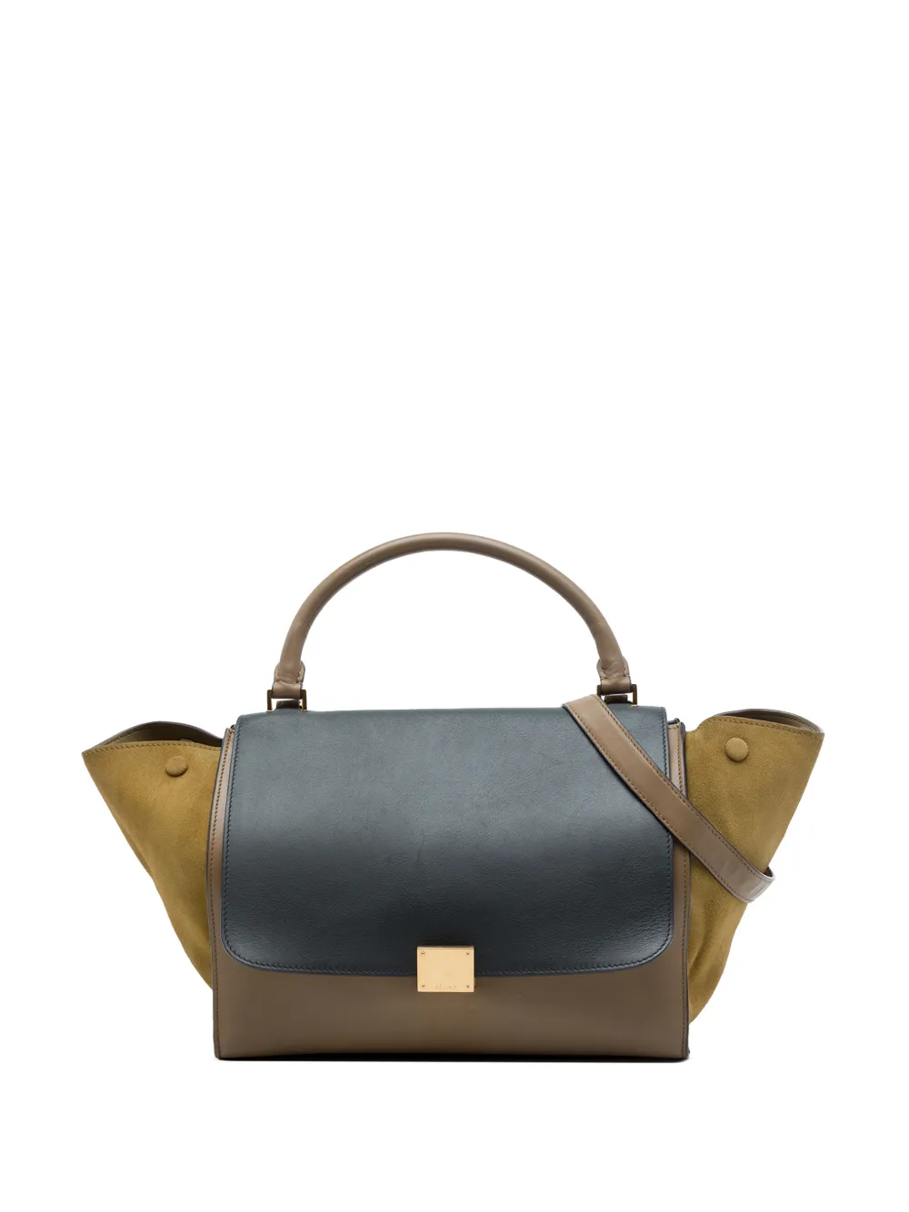 Celine Pre-Owned 2012 Medium Tricolor Calfskin and Suede Trapeze satchel - Marrone