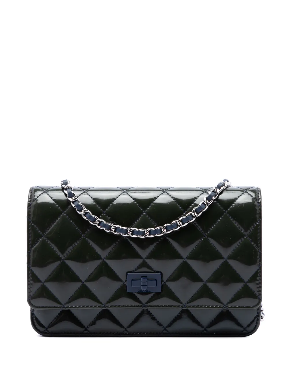 CHANEL Pre-Owned 2014-2015 Quilted Patent Reissue 2.55 Wallet On Chain crossbody bag - Verde