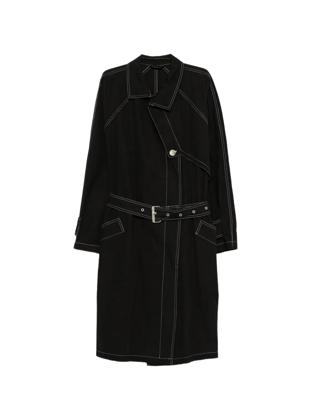 Versace Pre-Owned 1980s contrast-stitch belted jacket - Black