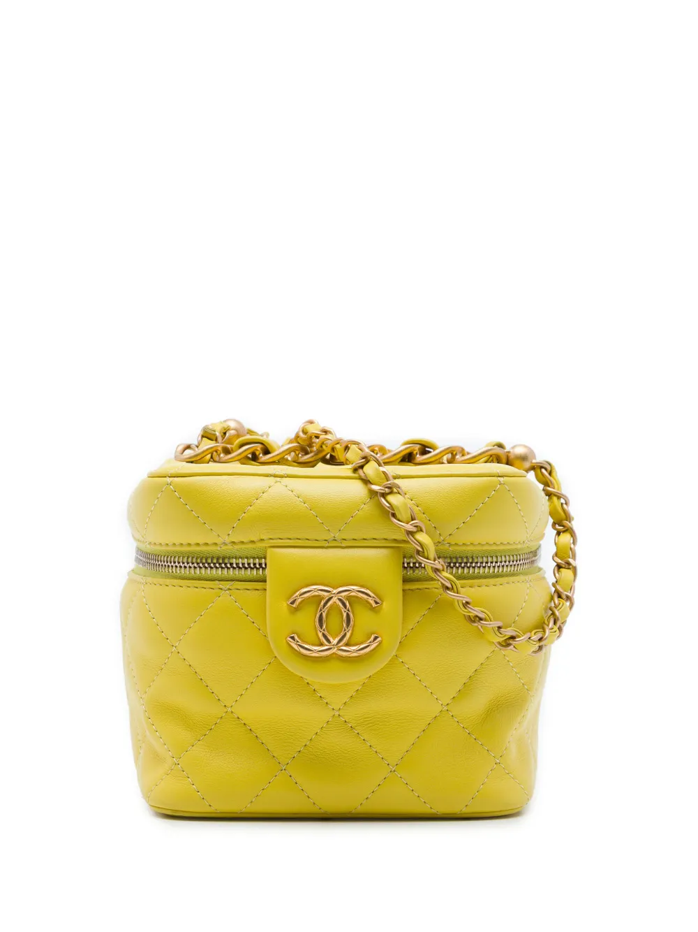 CHANEL Pre-Owned 2021-2026 Small CC Quilted Lambskin Vanity Case With Chain satchel - Giallo
