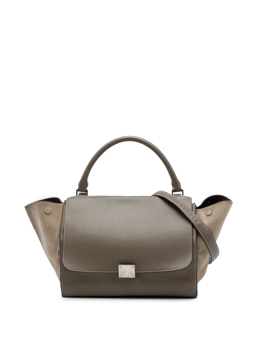 Celine Pre-Owned 2012 Medium Calfskin and Suede Trapeze satchel - Marrone