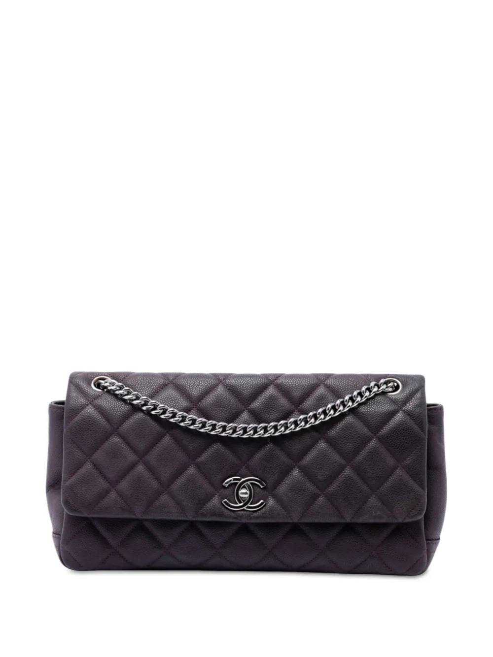 CHANEL Pre-Owned 2012 Matte Quilted Caviar Leather Lady Pearly Flap crossbody bag - Purple
