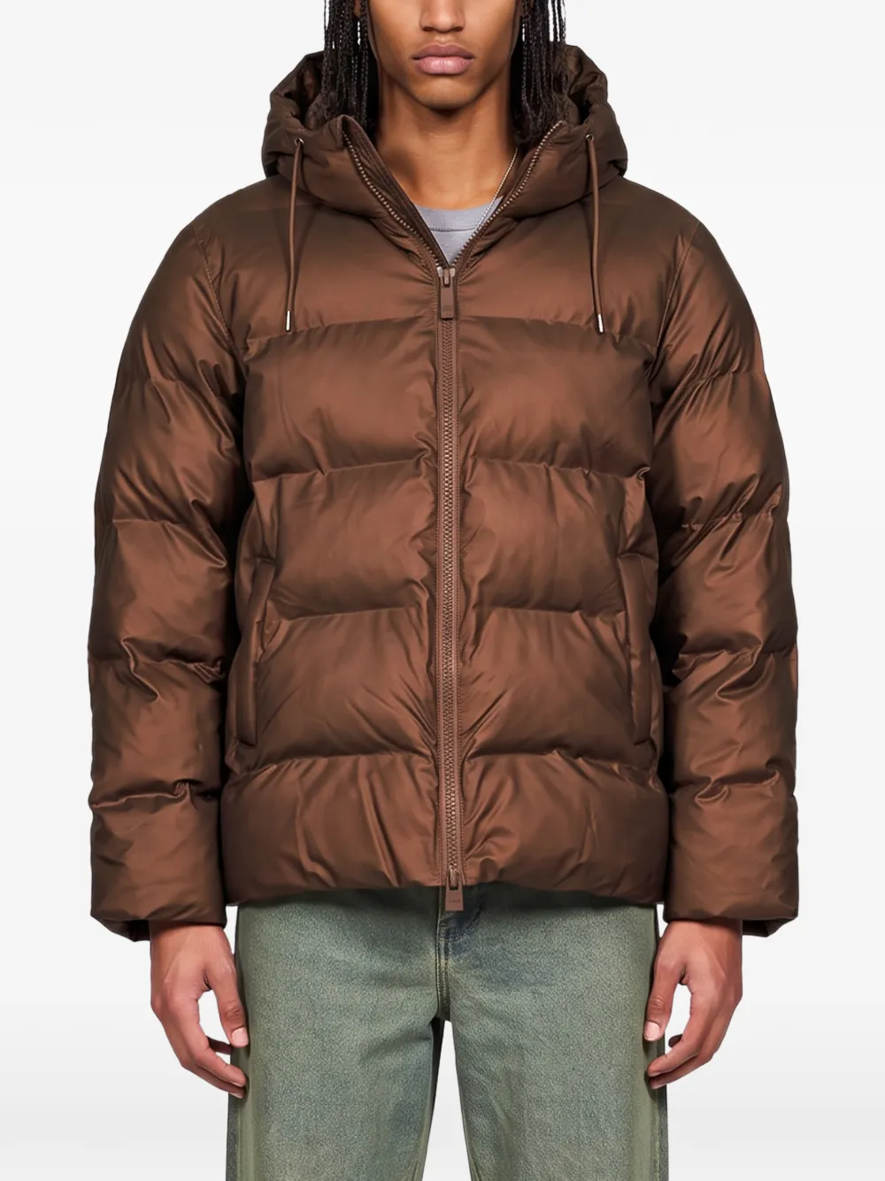 Rains Alta hooded quilted coat Bruin