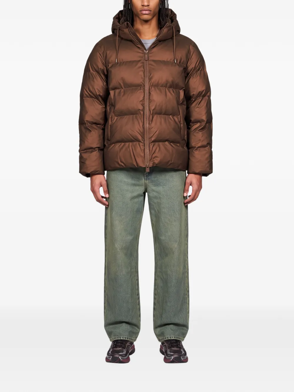 Rains Alta hooded quilted coat Bruin