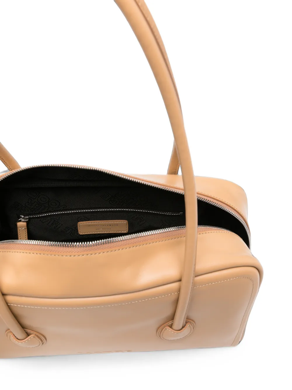 Marge Sherwood Leren shopper met logo-reliëf Beige
