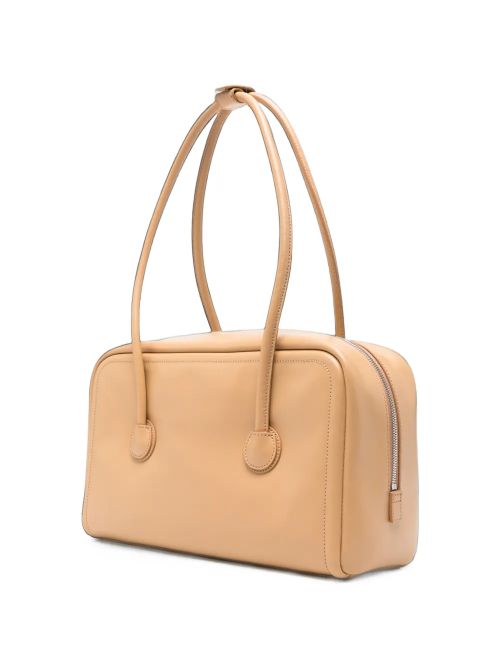 Marge Sherwood Leren shopper met logo-reliëf Beige