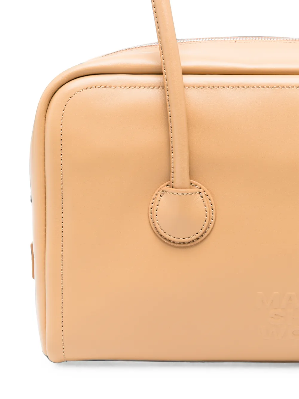 Marge Sherwood Leren shopper met logo-reliëf Beige