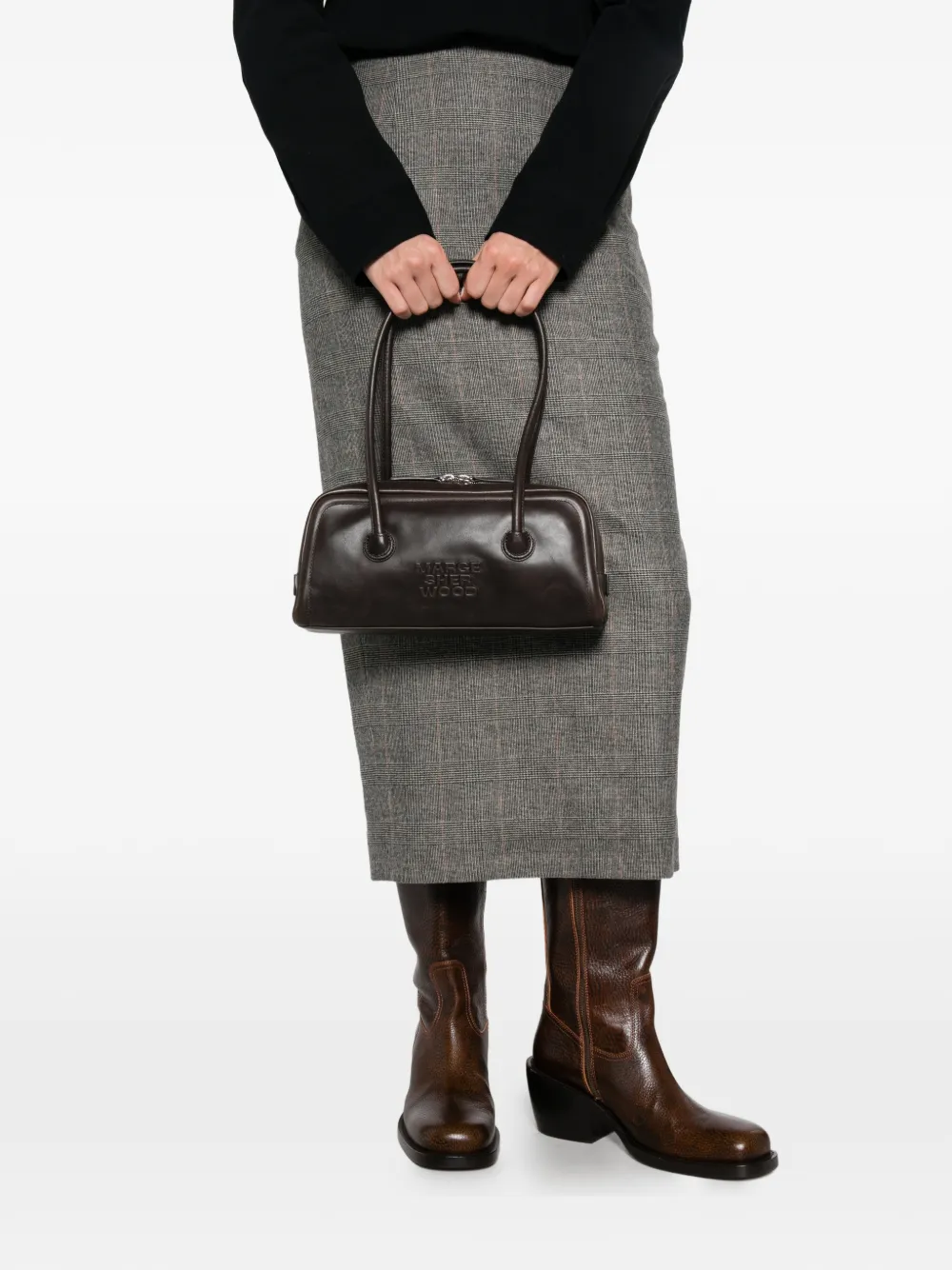 Marge Sherwood Leren shopper met logo-reliëf Bruin