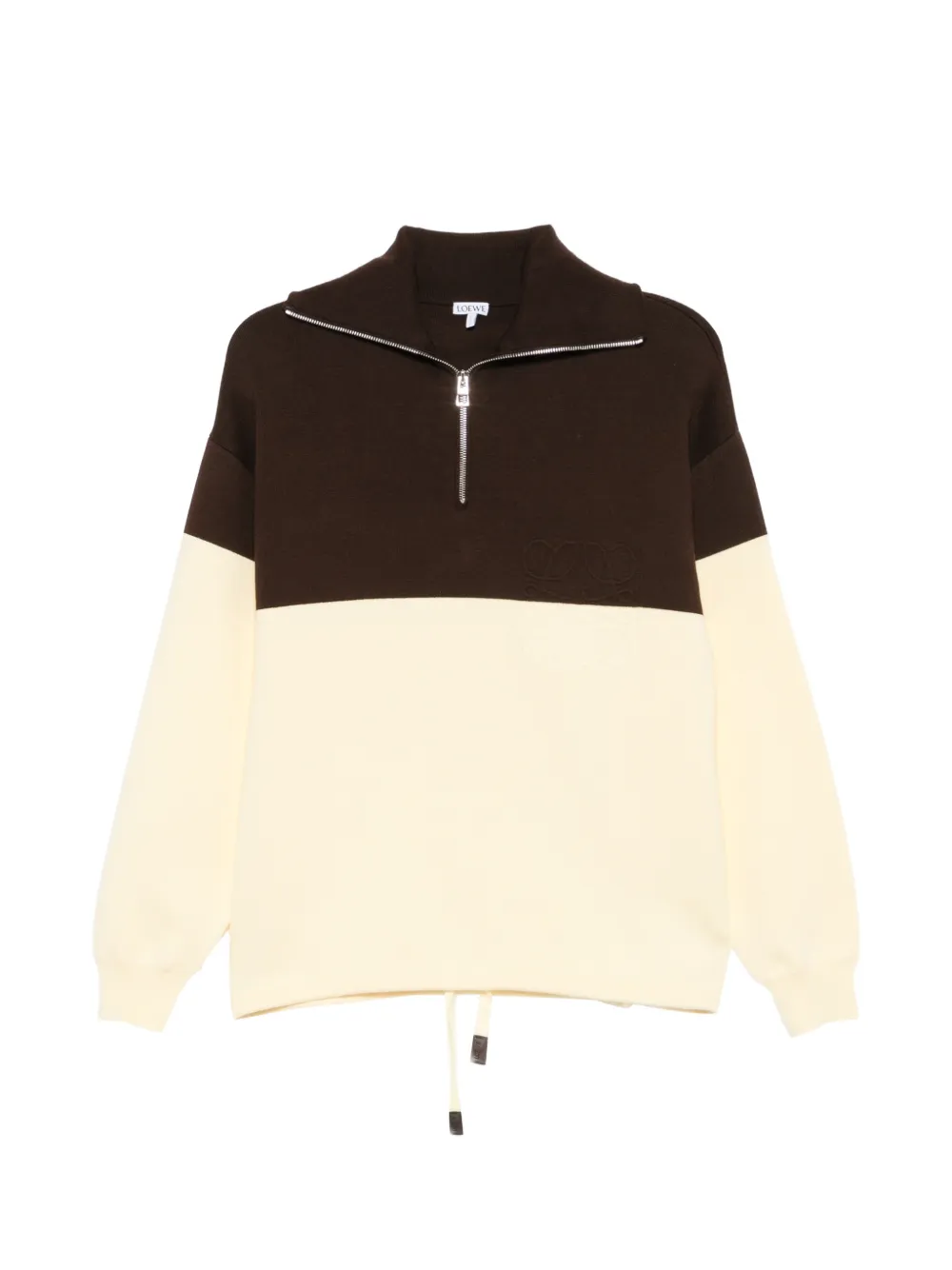 LOEWE Anagram-embroidered colour-block sweater - Neutrals