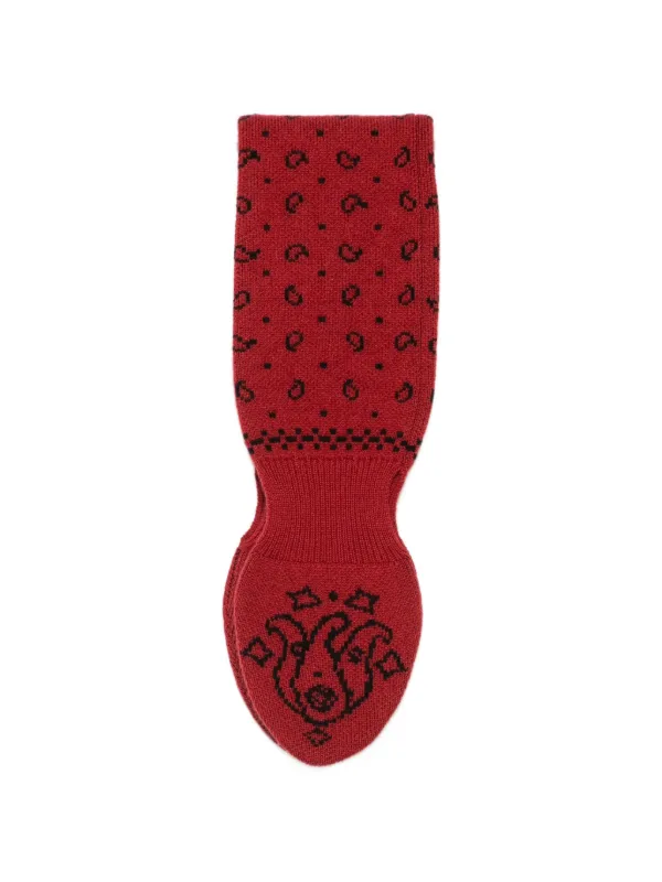 Guest In Residence Paisley-print Knitted Bandana Scarf in Red
