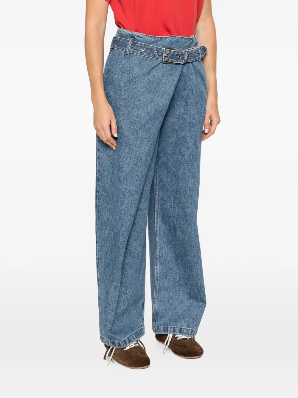 LOEWE Jeans met ceintuur en wikkelvoorkant Blauw