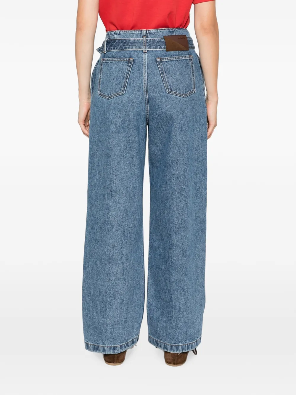 LOEWE Jeans met ceintuur en wikkelvoorkant Blauw