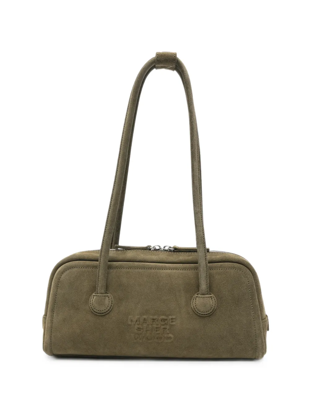 Marge Sherwood logo-embossed suede tote bag - Verde